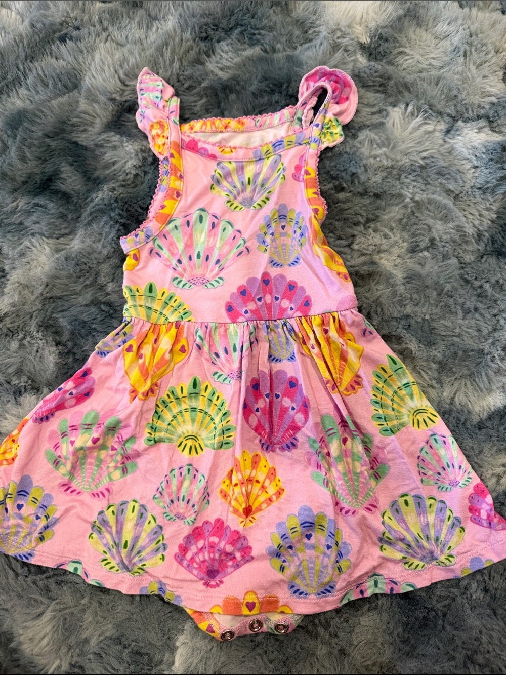 Posh Peanut Pink Shell-Print Ruffle Strap Dress